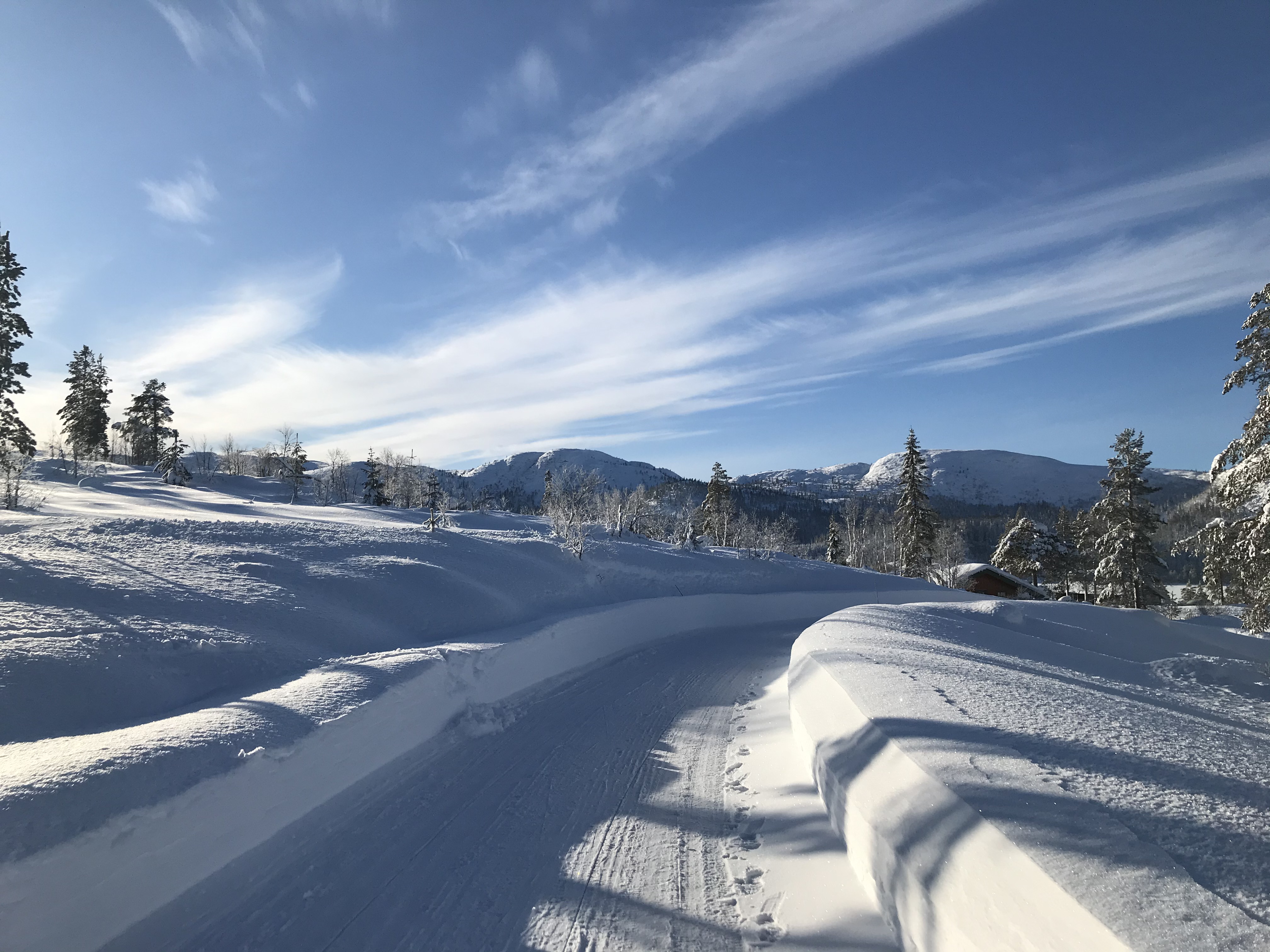 Hyttetomter i Birtedalen i Fyresdal kommune på vinter